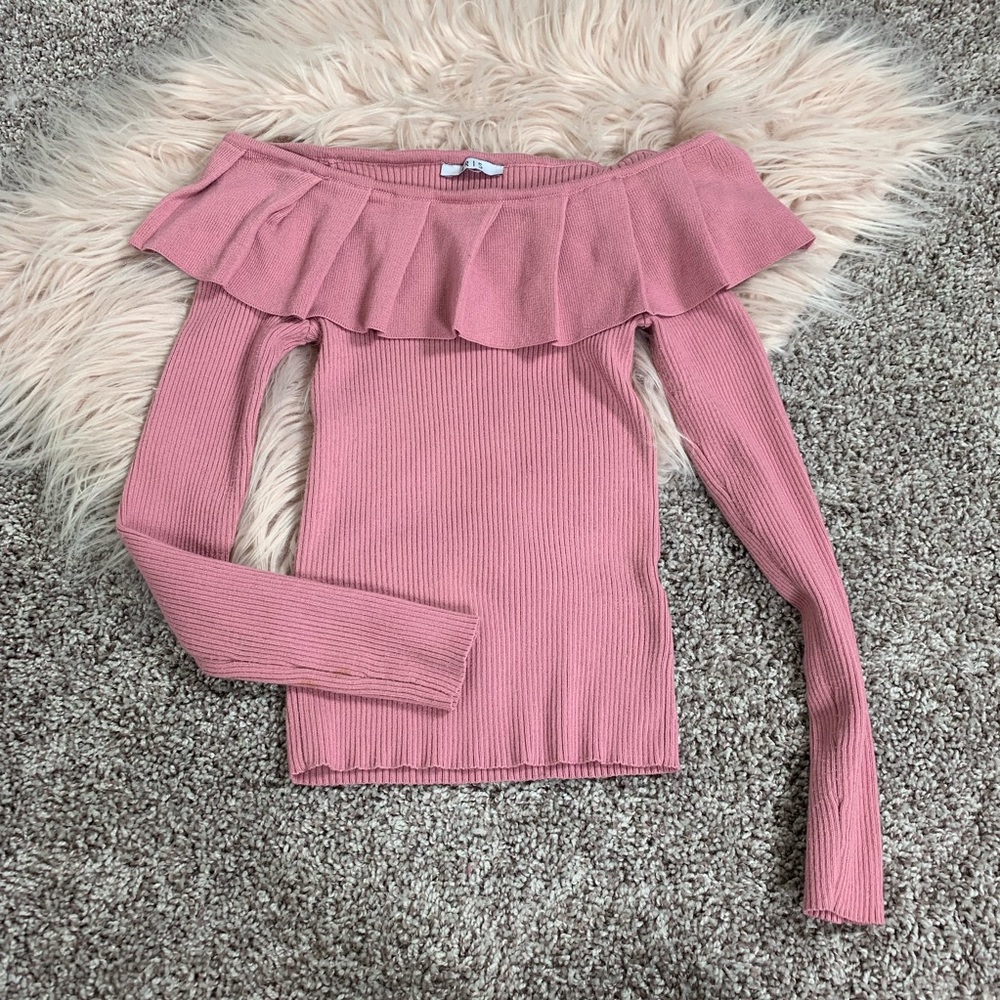 Forever 21 rose pink off shoulder sweater small